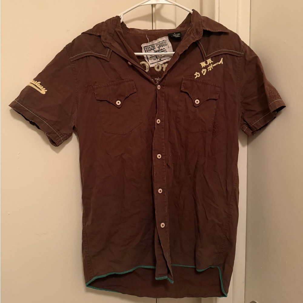 Toxic Waste Brown Button Down Shirt
